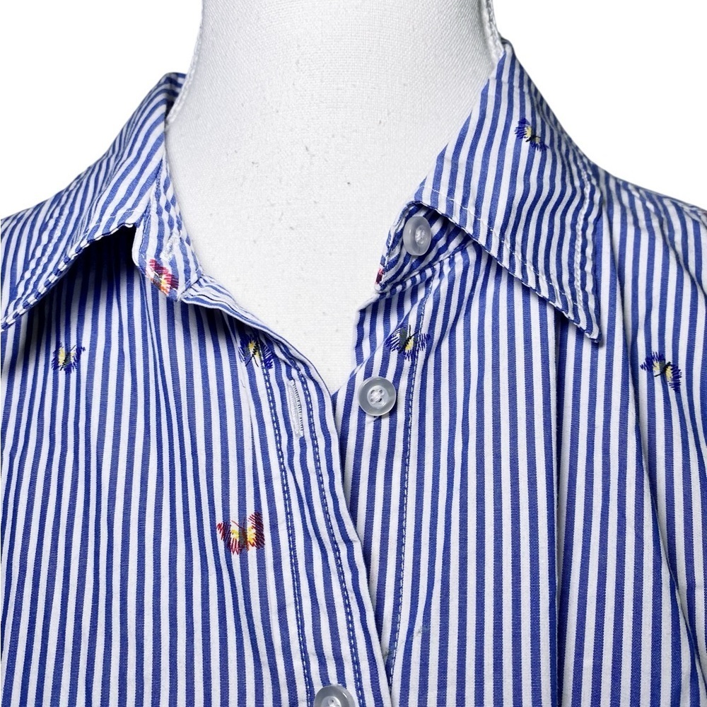 Talbots Blue and White Striped Button Down Long Sleeve Shirt - Picture 4 of 12